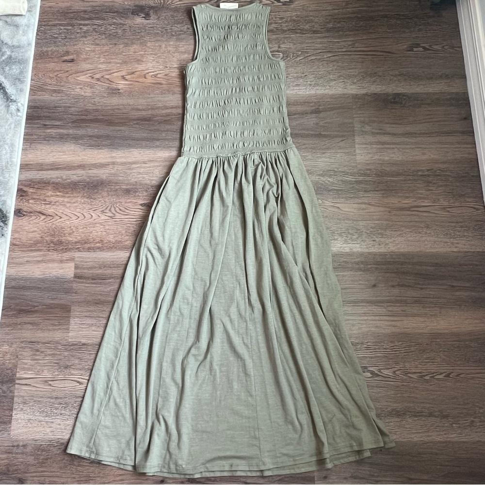 Women's Smocked Knit Maxi a-Line Dress - Universal Thread Olive Green XS - Picture 3 of 8